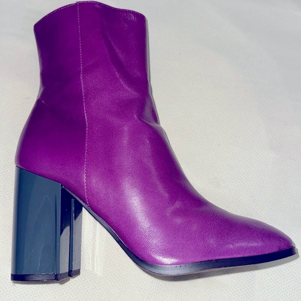 Coach Leather Brielle Women's Magenta Leather Block Heel Boots - Picture 3 of 5